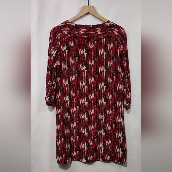 Fossil 100% Silk Artsy Shirt Dress Women's S Red Cottagecore Peasant Retro 90s - Picture 5 of 9